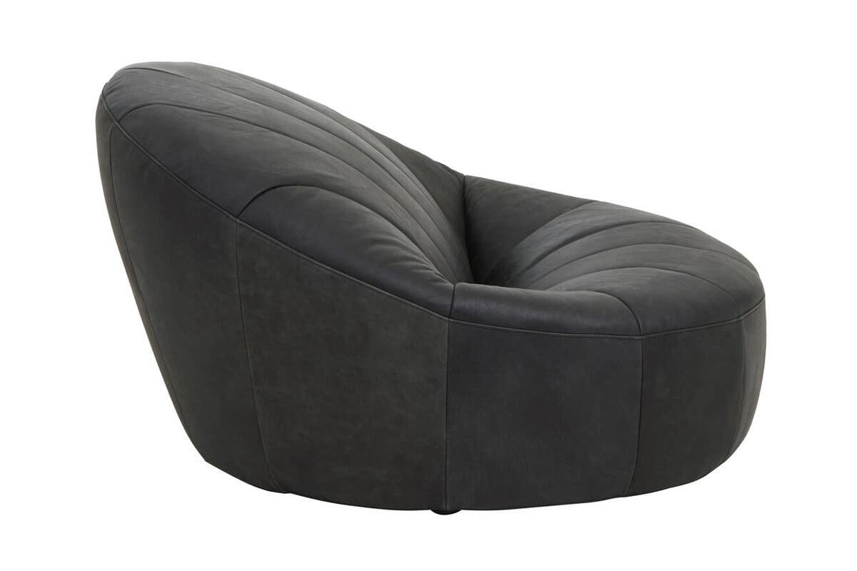 Esperance Living Hoxton Antique Black Leather Lounge Cocoon Chair House of Isabella UK