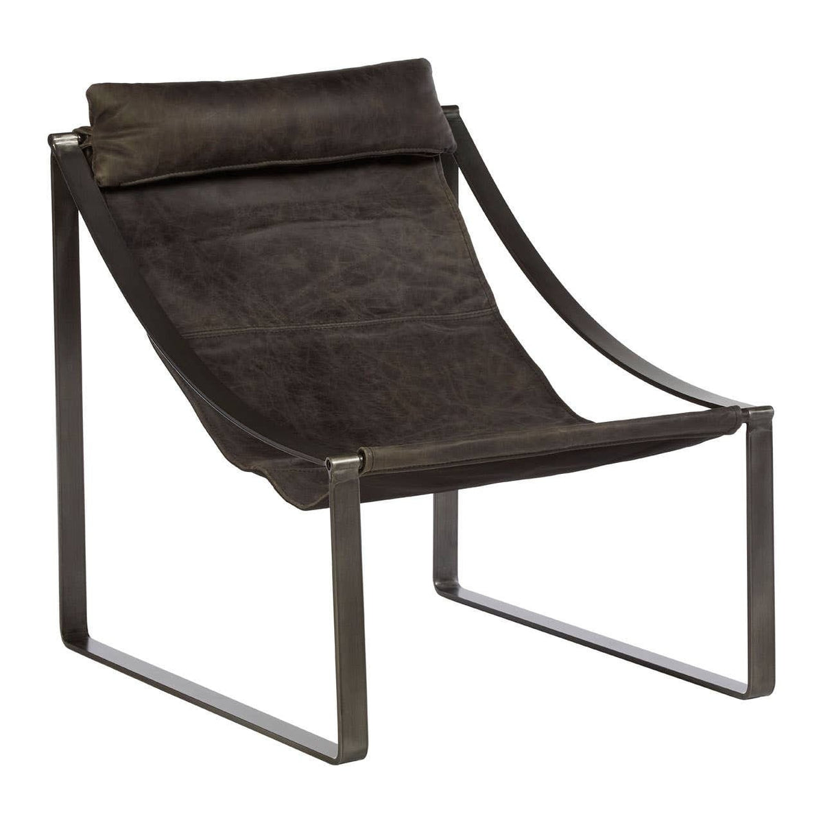 Esperance Living Hoxton Antique Black Leather Sling Chair House of Isabella UK
