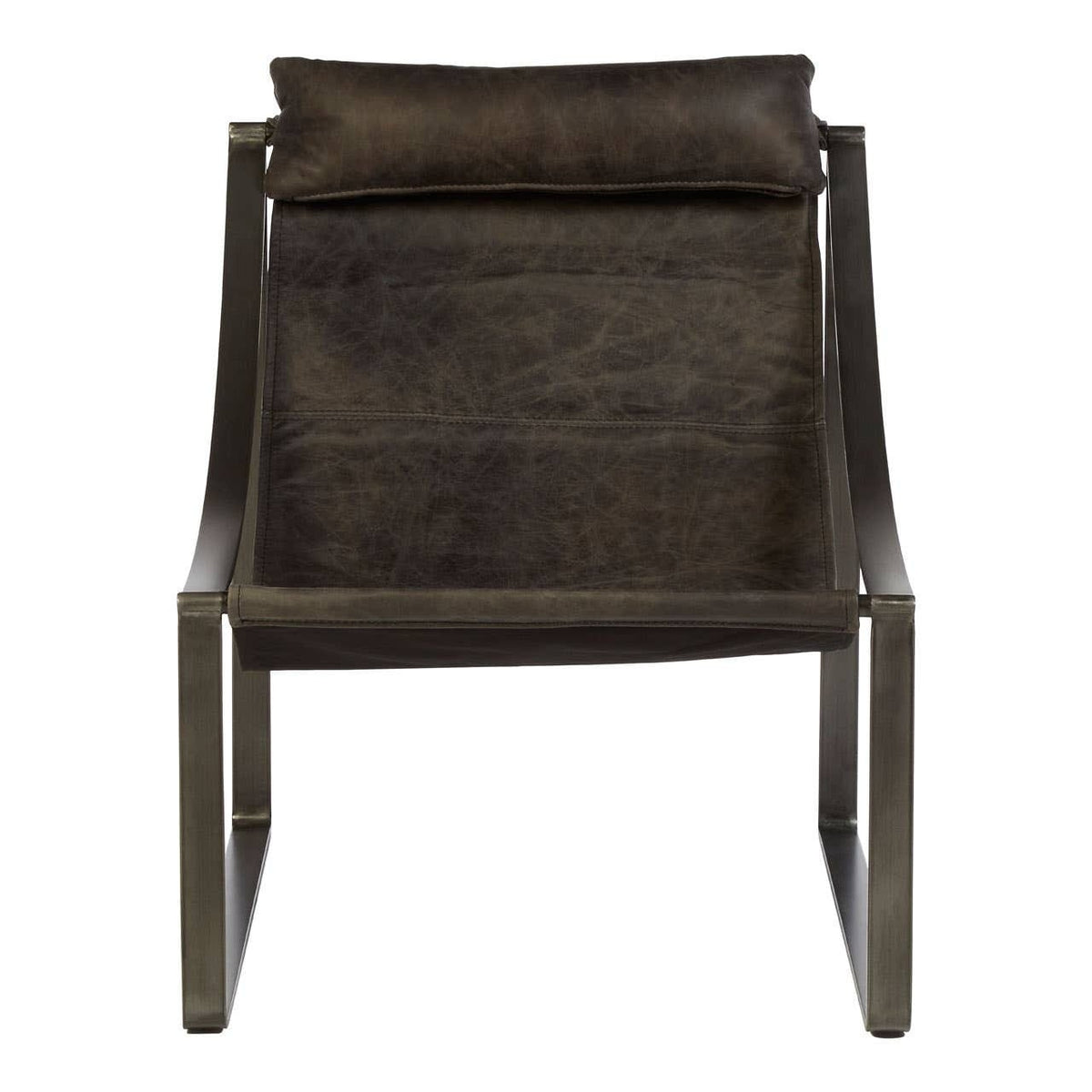 Esperance Living Hoxton Antique Black Leather Sling Chair House of Isabella UK