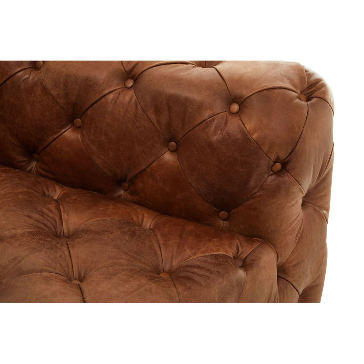 Esperance Living Hoxton Brown Leather Left Arm Modern Chesterfield Sofa House of Isabella UK