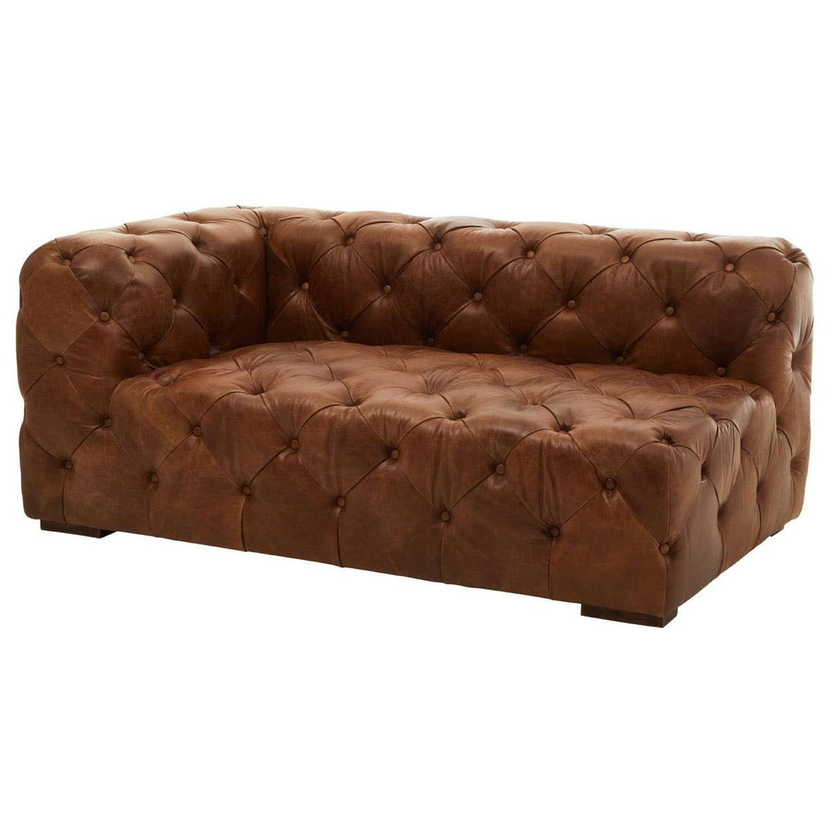 Esperance Living Hoxton Brown Leather Left Arm Modern Chesterfield Sofa House of Isabella UK