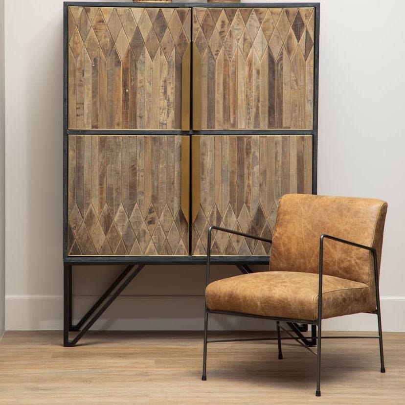 Esperance Living Hoxton Brown Leather Lounge Chair House of Isabella UK