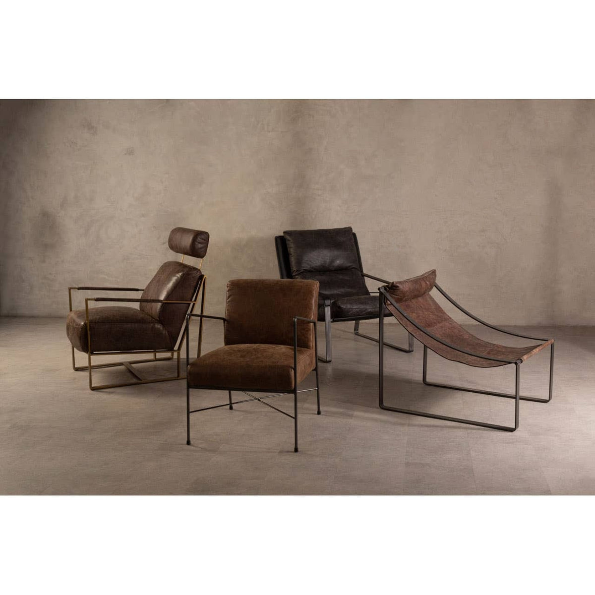 Esperance Living Hoxton Brown Leather Lounge Chair House of Isabella UK