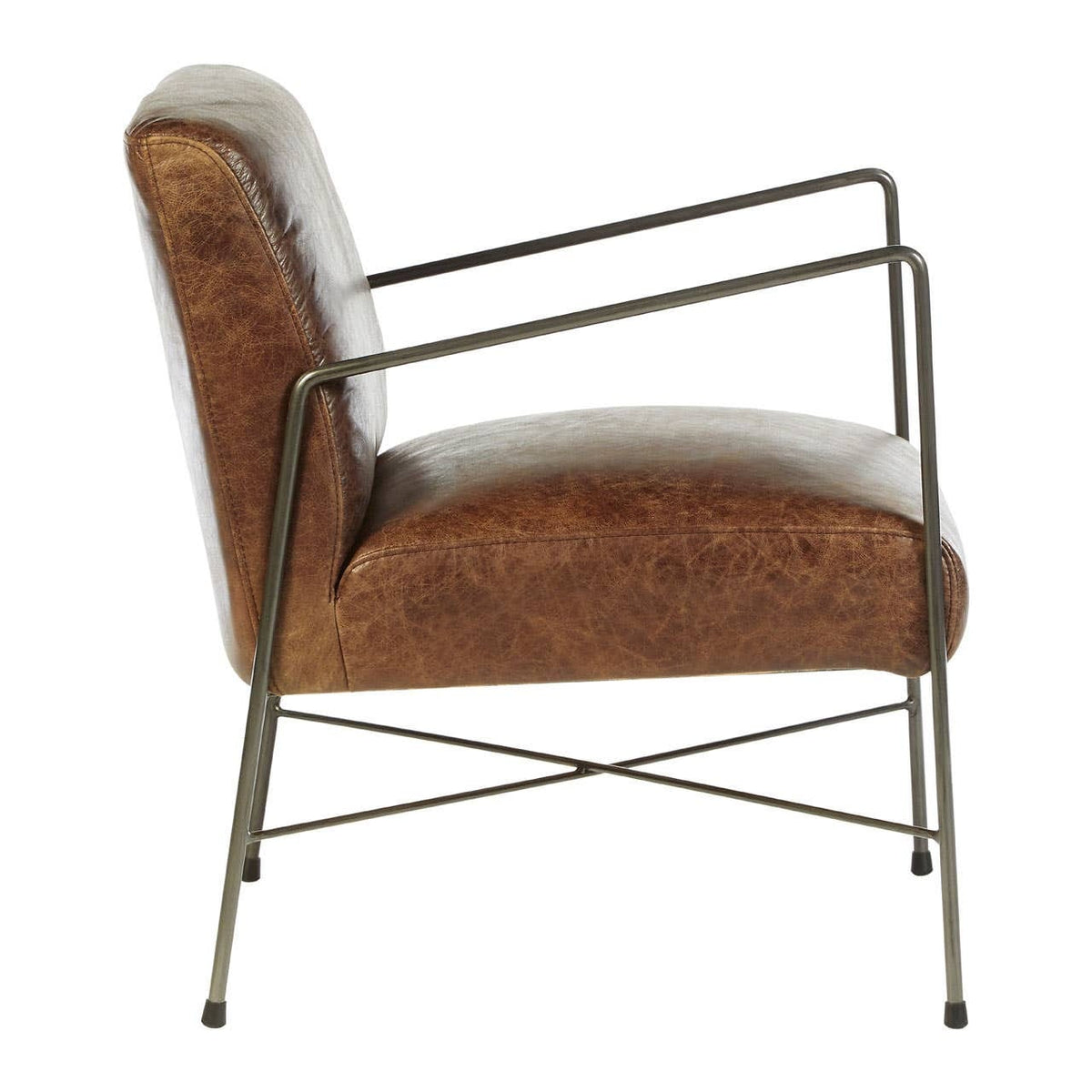 Esperance Living Hoxton Brown Leather Lounge Chair House of Isabella UK