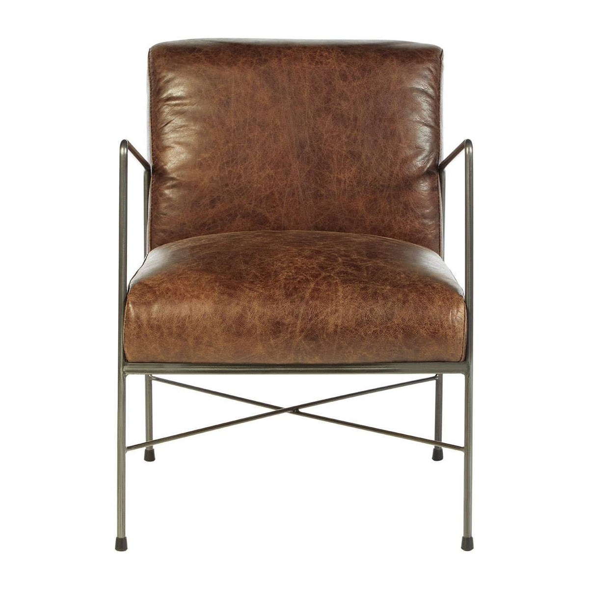 Esperance Living Hoxton Brown Leather Lounge Chair House of Isabella UK