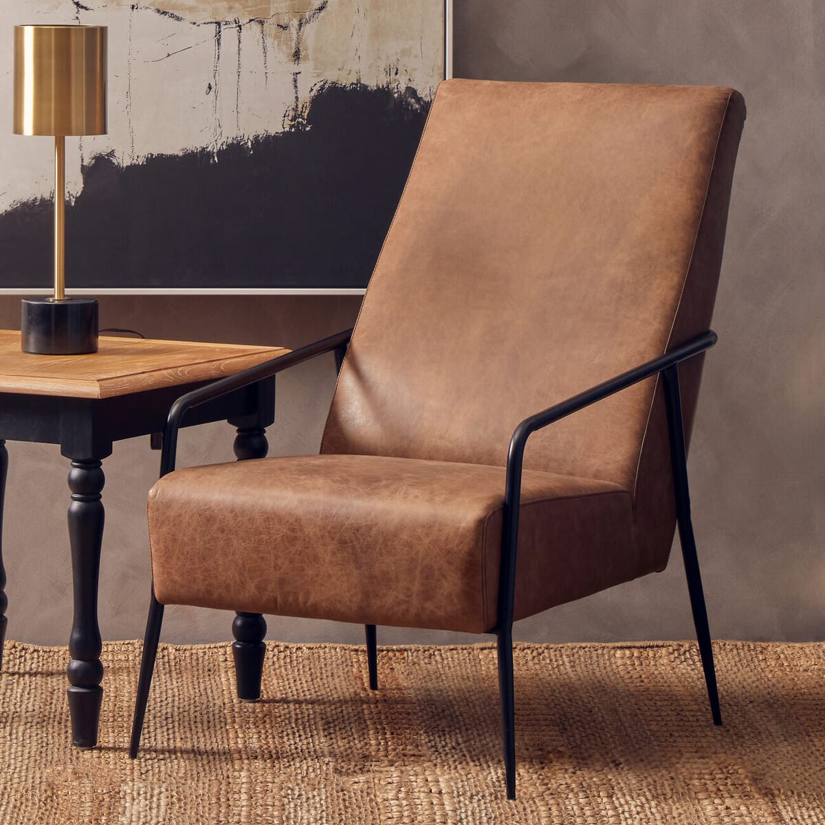 Esperance Living Hoxton Brown Leather Lounge Chair With Reclined Profile House of Isabella UK