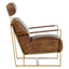 Esperance Living Hoxton Brown Leather Lounge Chair with Rose Gold Iron Frame House of Isabella UK