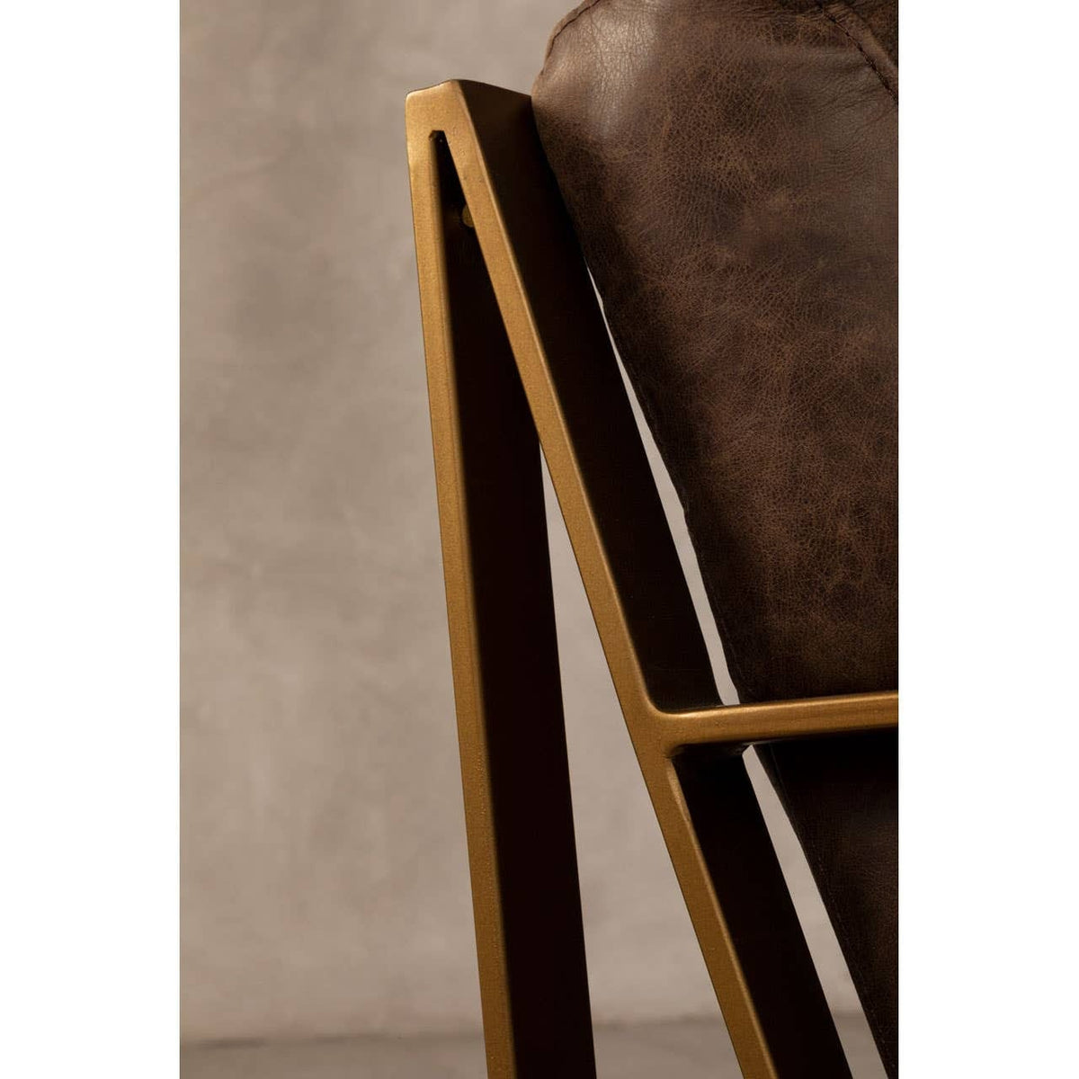 Esperance Living Hoxton Brown Leather Lounge Chair with Rose Gold Iron Frame House of Isabella UK