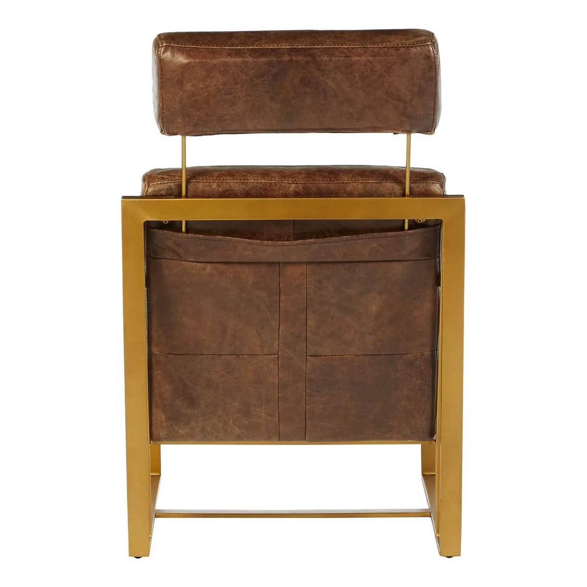 Esperance Living Hoxton Brown Leather Lounge Chair with Rose Gold Iron Frame House of Isabella UK