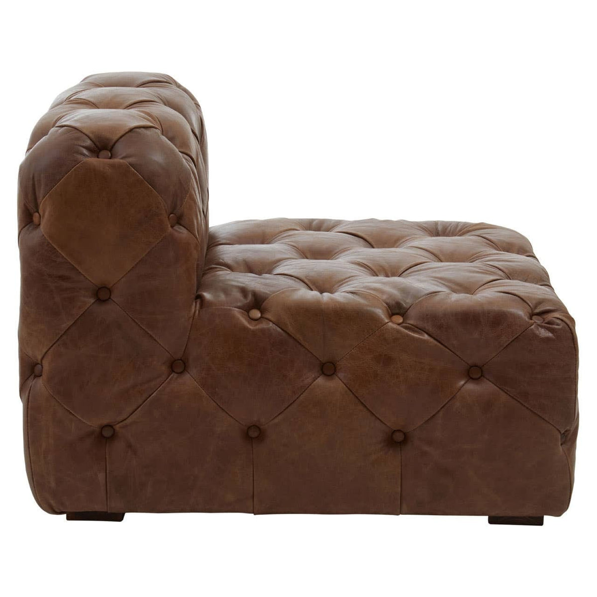Esperance Living Hoxton Brown Leather Modern Chesterfield Modular Sofa Chair House of Isabella UK