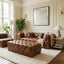 Esperance Living Hoxton Brown Leather Rectangle Chesterfield Ottoman House of Isabella UK