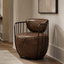 Esperance Living Hoxton Brown Leather Swivel Chair House of Isabella UK