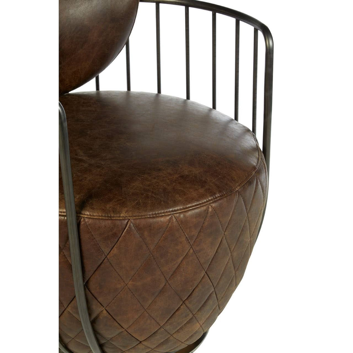 Esperance Living Hoxton Brown Leather Swivel Chair House of Isabella UK