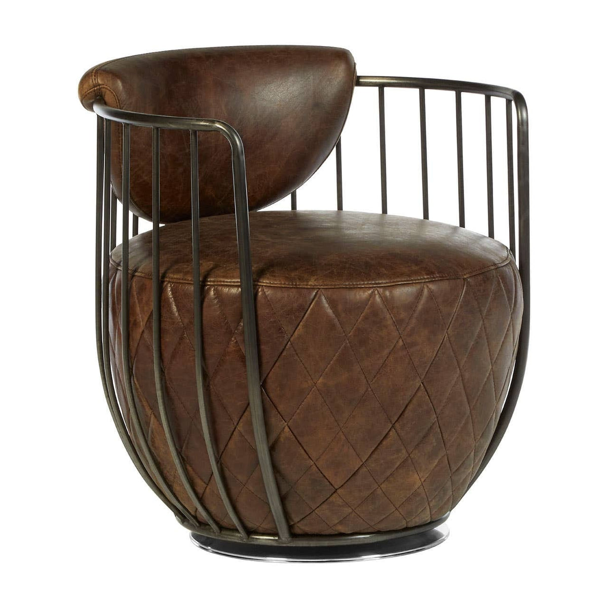 Esperance Living Hoxton Brown Leather Swivel Chair House of Isabella UK