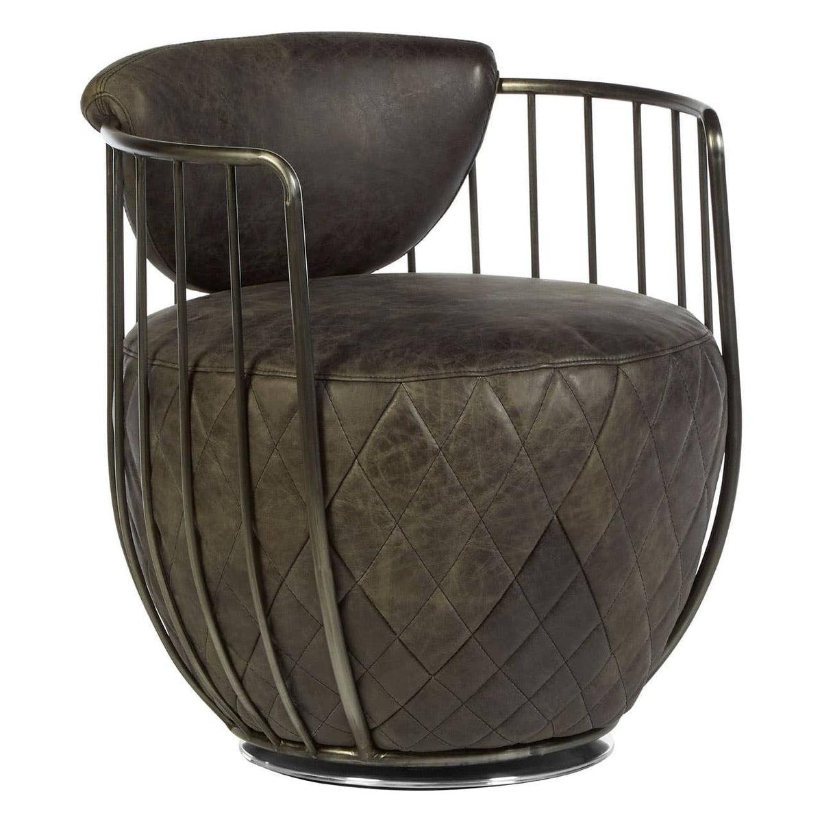 Esperance Living Hoxton Dark Grey Leather Swivel Chair House of Isabella UK