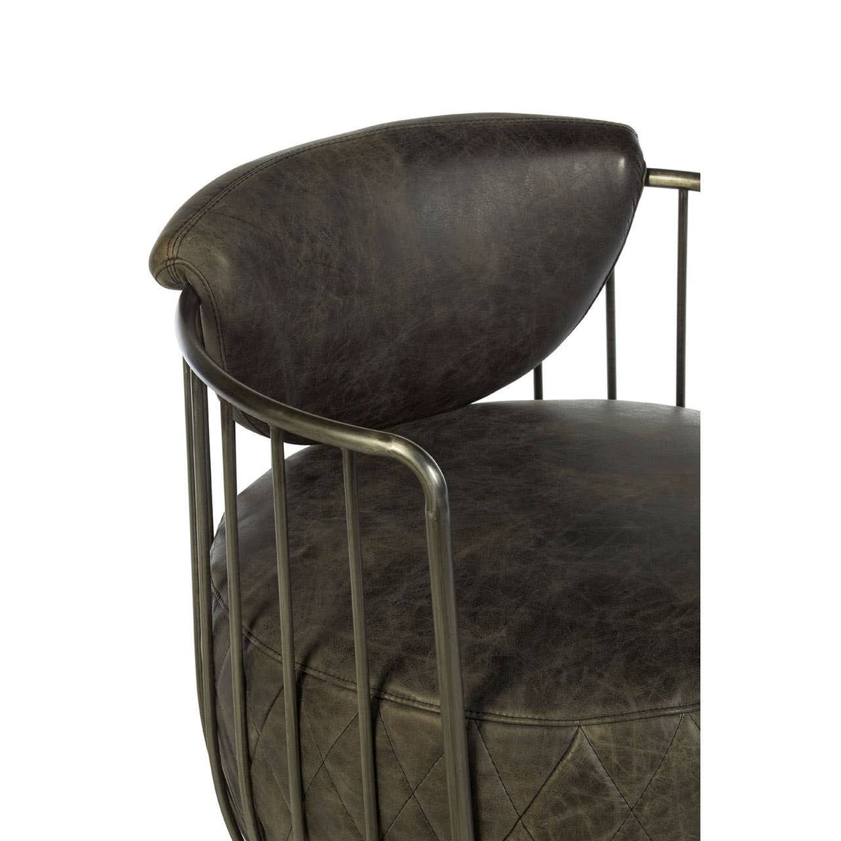 Esperance Living Hoxton Dark Grey Leather Swivel Chair House of Isabella UK