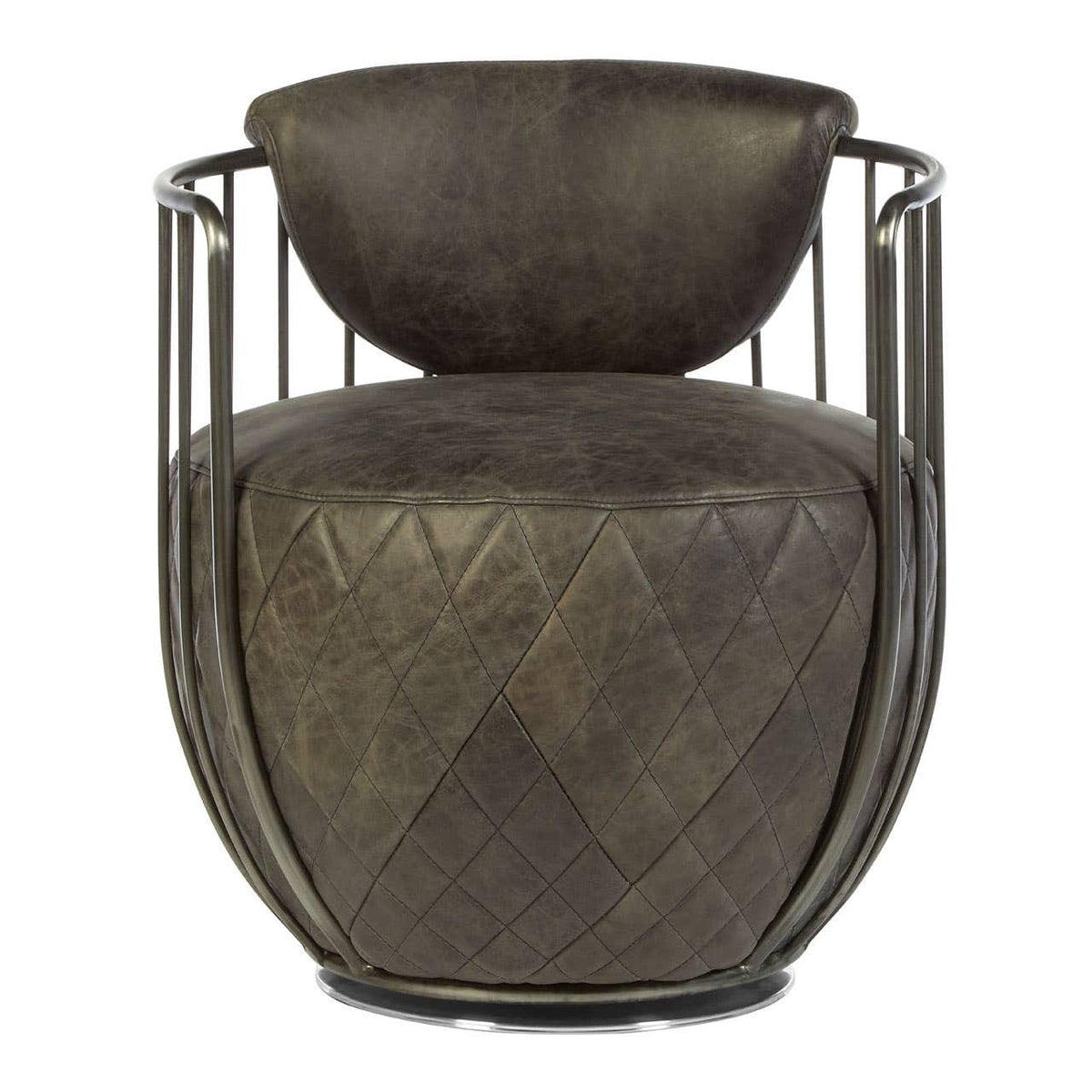 Esperance Living Hoxton Dark Grey Leather Swivel Chair House of Isabella UK