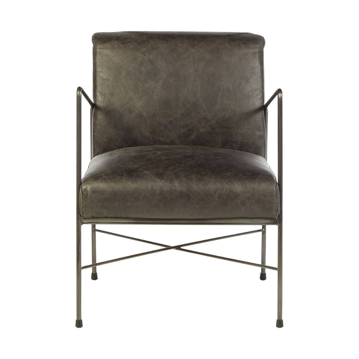Esperance Living Hoxton Grey Leather Lounge Chair House of Isabella UK
