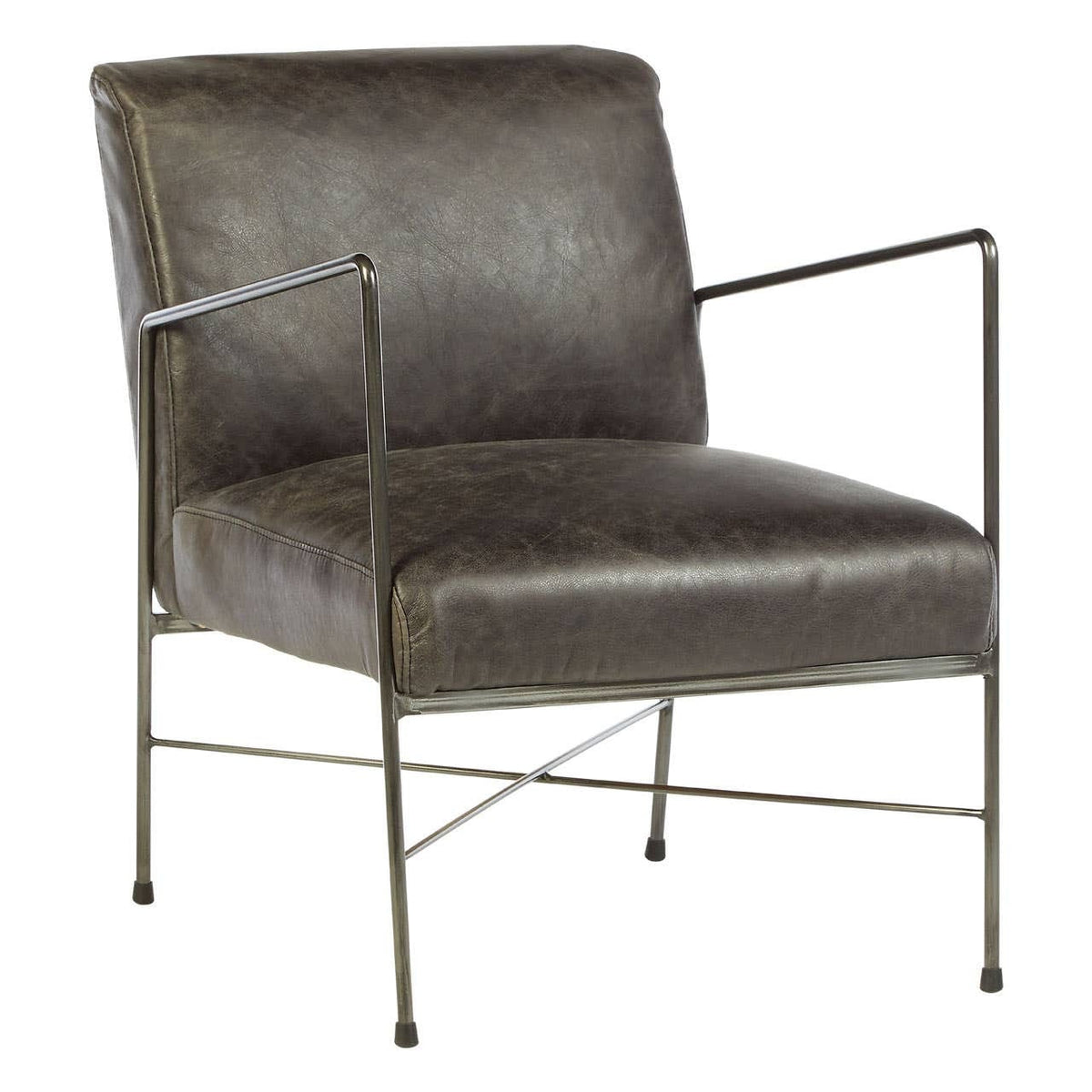 Esperance Living Hoxton Grey Leather Lounge Chair House of Isabella UK