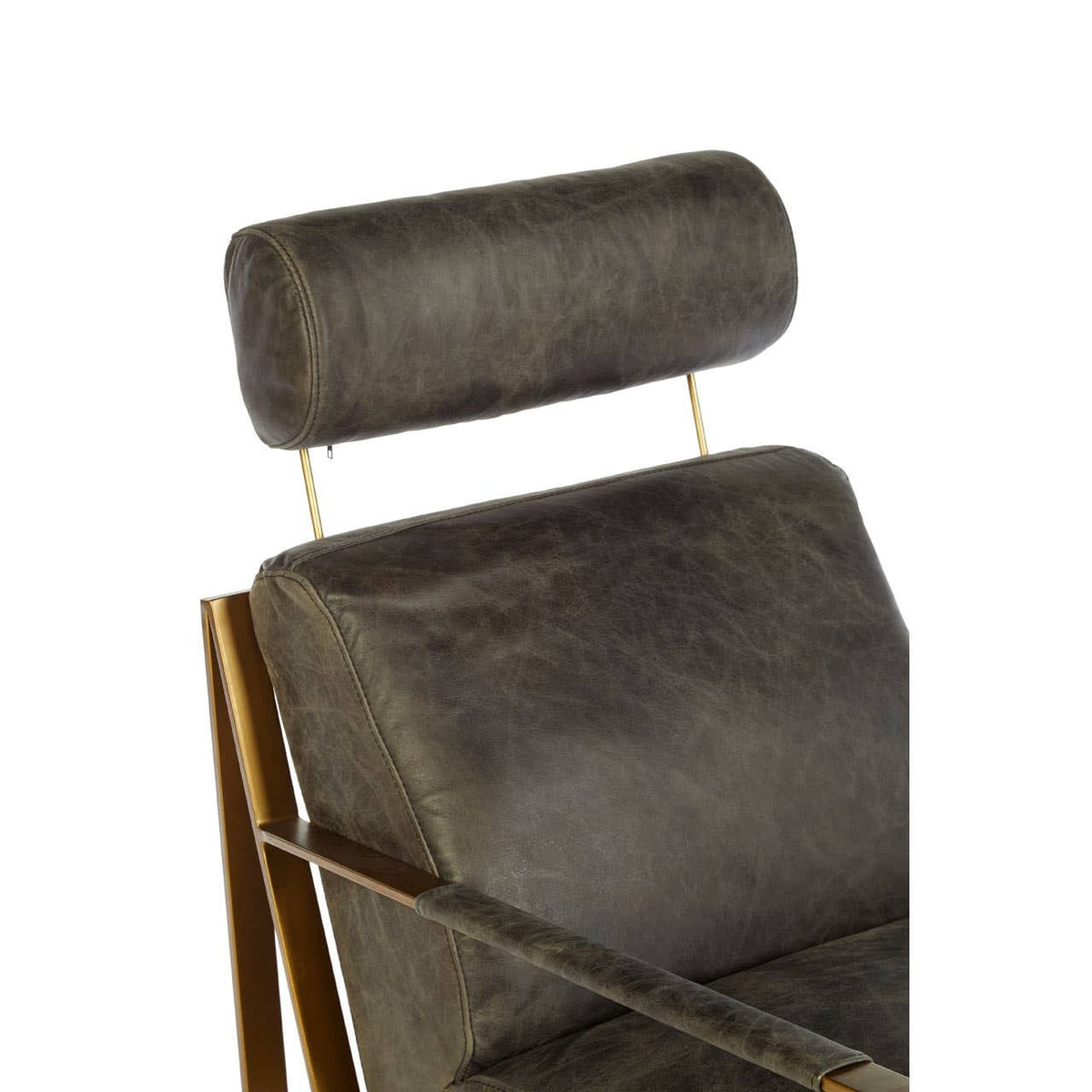 Esperance Living Hoxton Grey Leather Lounge Chair with Rose Gold Finish Frame House of Isabella UK