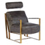 Esperance Living Hoxton Grey Leather Lounge Chair with Rose Gold Finish Frame House of Isabella UK