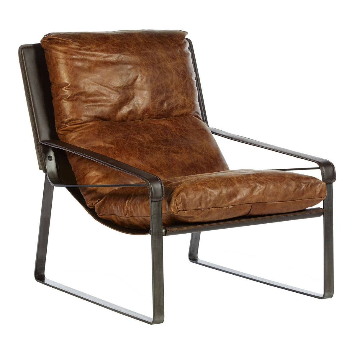 Esperance Living Hoxton Light Brown Leather Lounge Chair House of Isabella UK