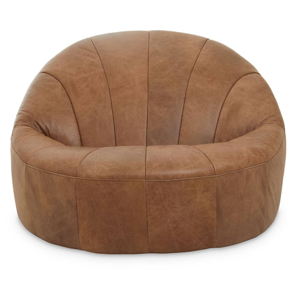 Esperance Living Hoxton Light Brown Leather Lounge Cocoon Chair House of Isabella UK