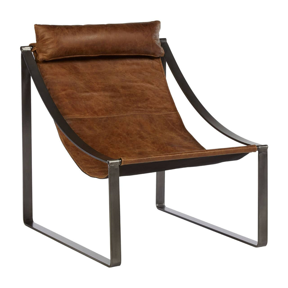 Esperance Living Hoxton Light Brown Leather Sling Chair House of Isabella UK
