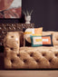 Esperance Living Hoxton Three Seat Brown Leather Modern Chesterfield Sofa House of Isabella UK