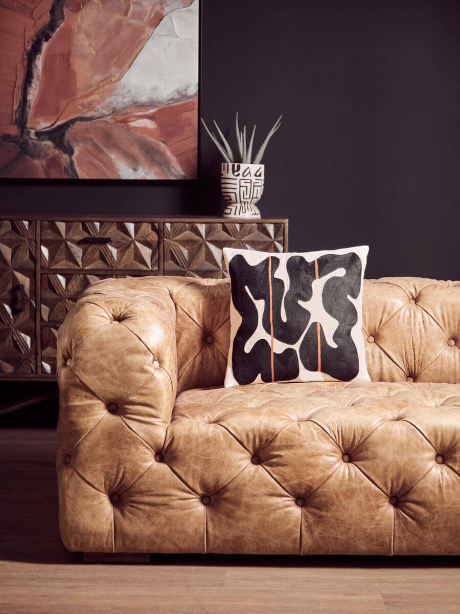 Esperance Living Hoxton Three Seat Brown Leather Modern Chesterfield Sofa House of Isabella UK