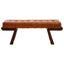 Esperance Living Inca Brown Leather Bench with Cedar Wood Angular Base House of Isabella UK