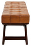 Esperance Living Inca Brown Leather Bench with Cedarwood Base House of Isabella UK