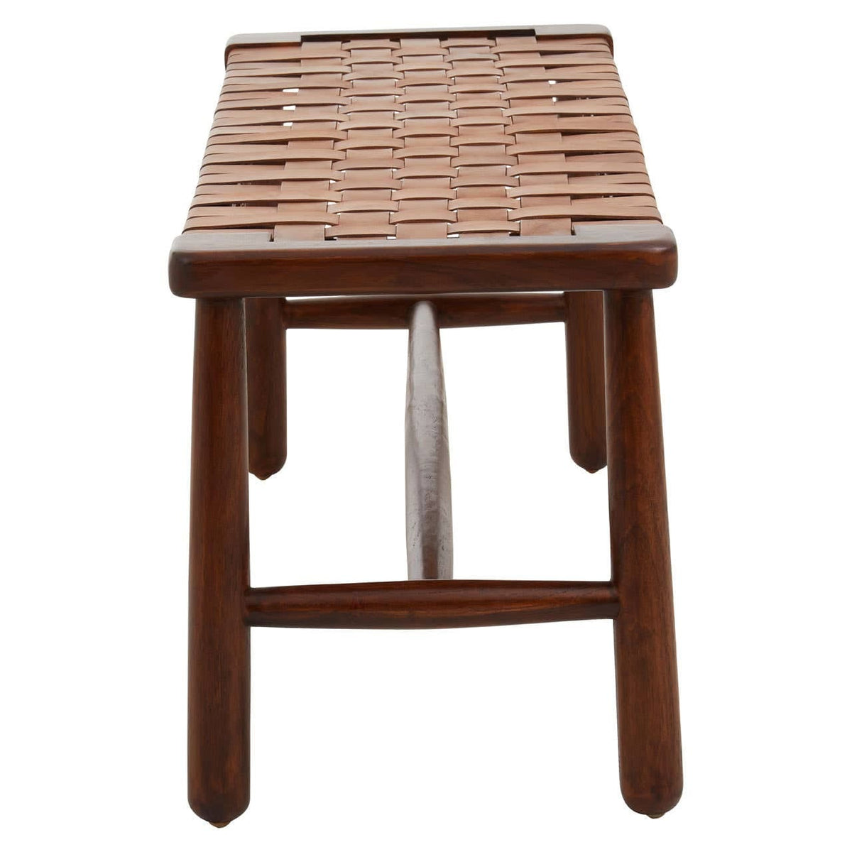 Esperance Living Inca Tan Leather Lattice Design Bench House of Isabella UK