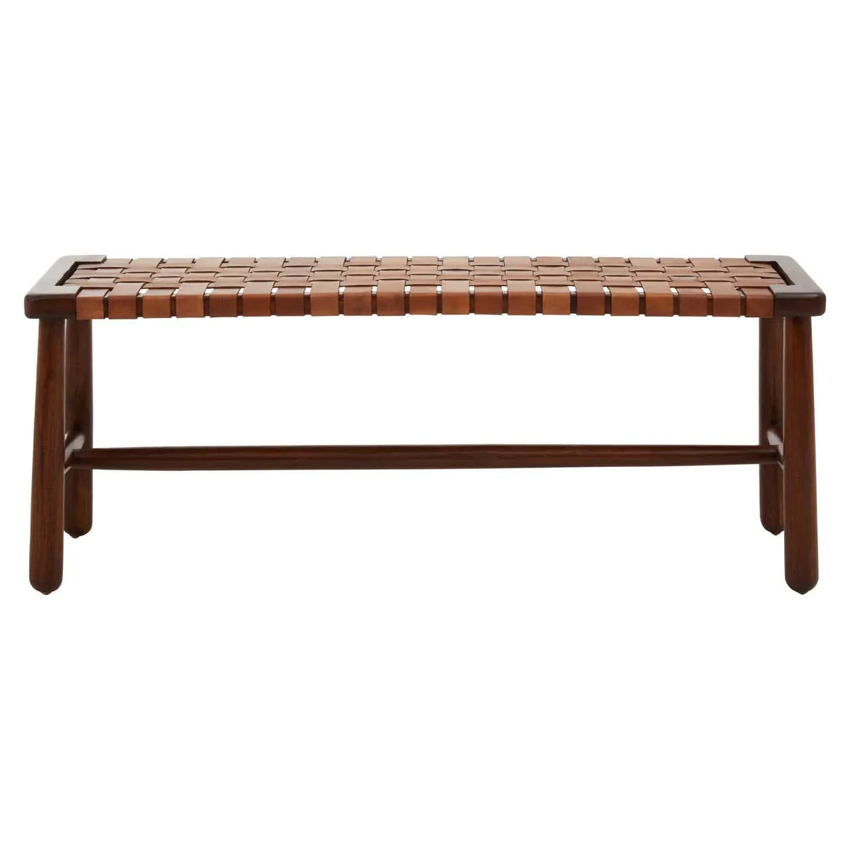 Esperance Living Inca Tan Leather Lattice Design Bench House of Isabella UK
