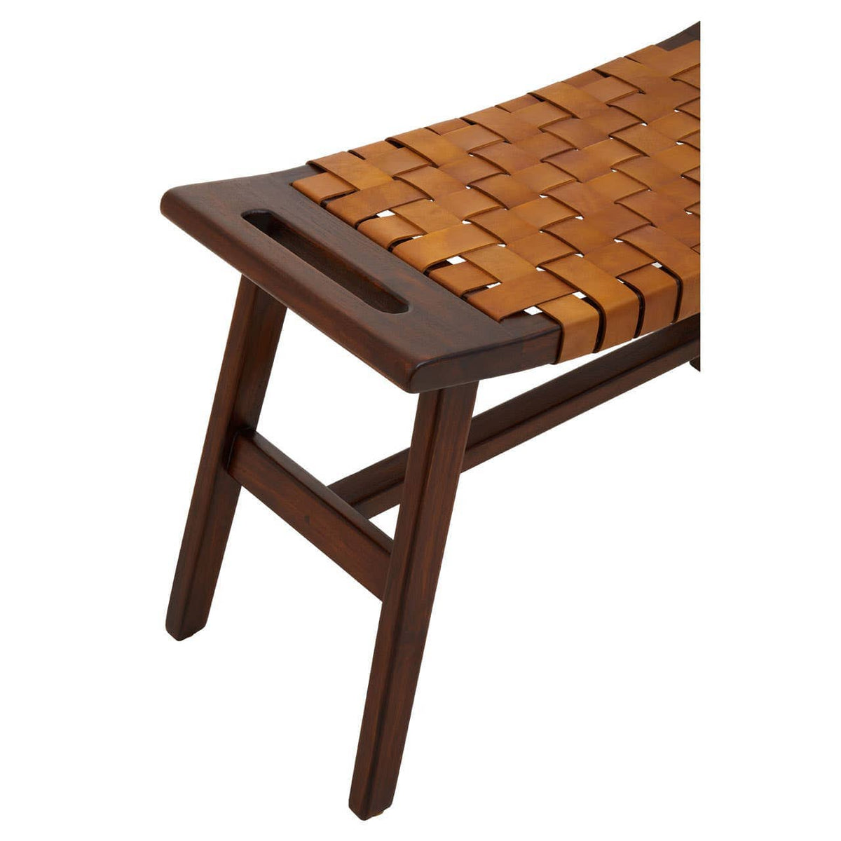 Esperance Living Inca Tan Leather Lattice Design Stool House of Isabella UK