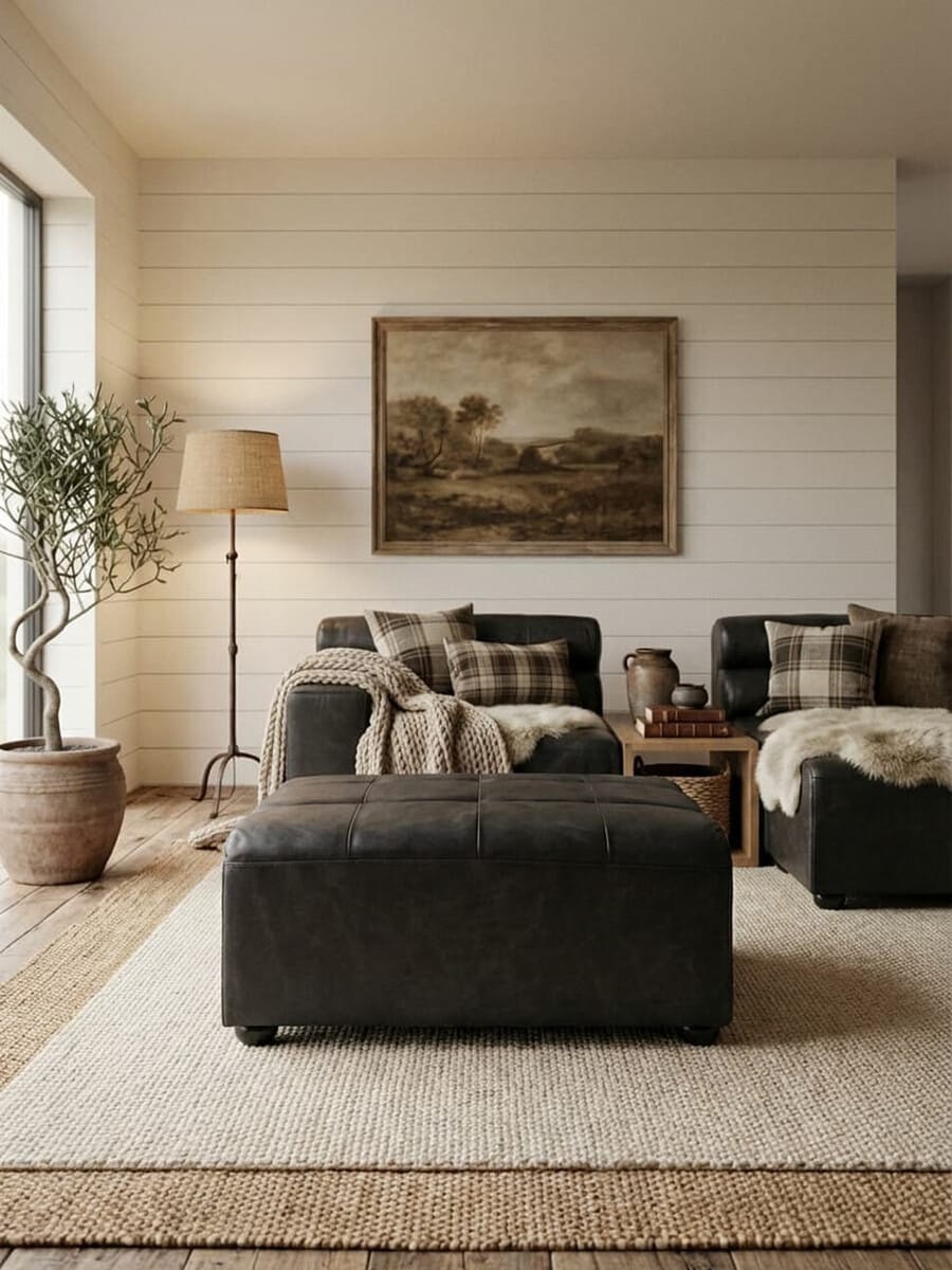 Esperance Living King Antique Black Leather Modular Ottoman House of Isabella UK