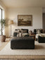 Esperance Living King Antique Black Leather Modular Ottoman House of Isabella UK