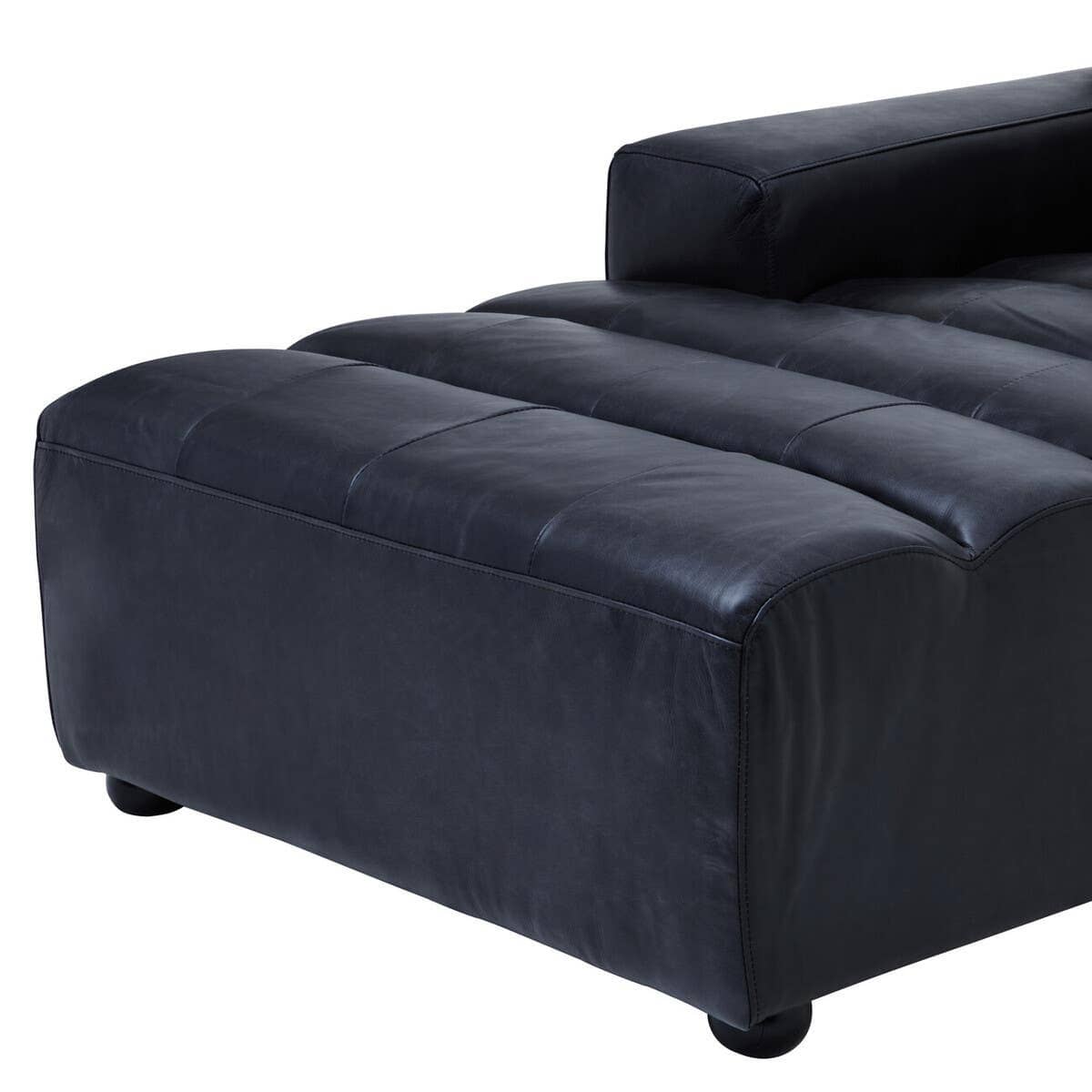Esperance Living King Antique Black Left Arm Leather Modular Chaise Sofa House of Isabella UK