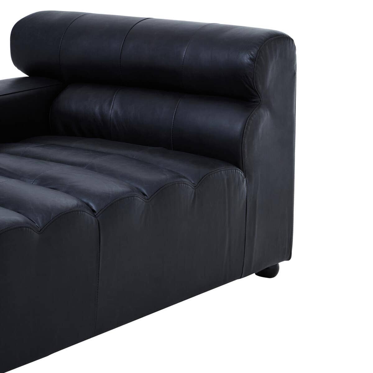 Esperance Living King Antique Black Left Arm Leather Modular Chaise Sofa House of Isabella UK