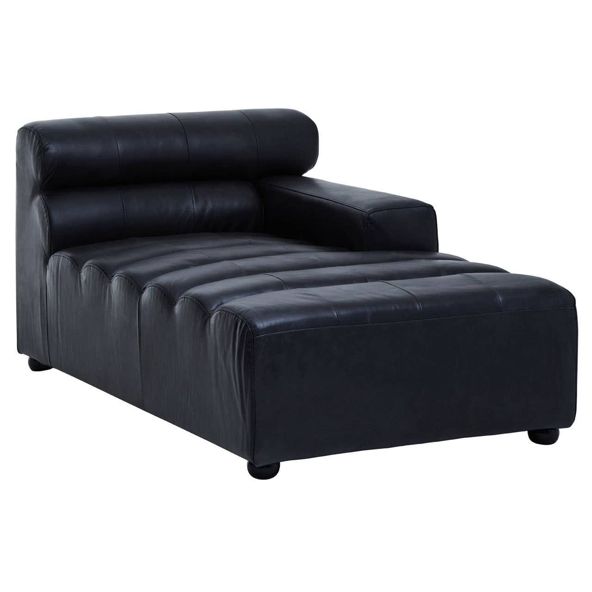 Esperance Living King Antique Black Right Arm Leather Modular Chaise Sofa House of Isabella UK