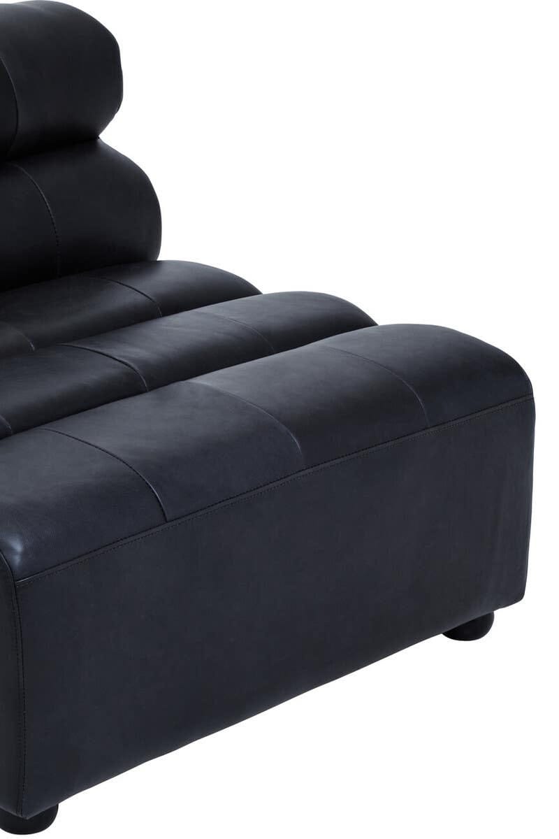 Esperance Living King Armless Antique Black Leather Modular Sofa Chair House of Isabella UK