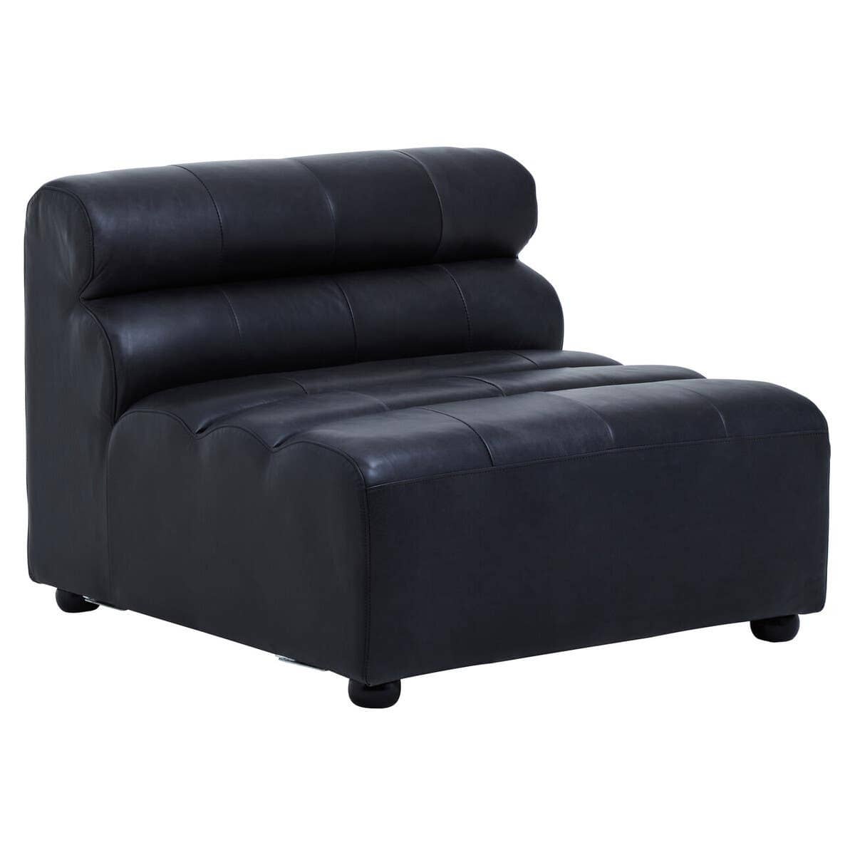 Esperance Living King Armless Antique Black Leather Modular Sofa Chair House of Isabella UK