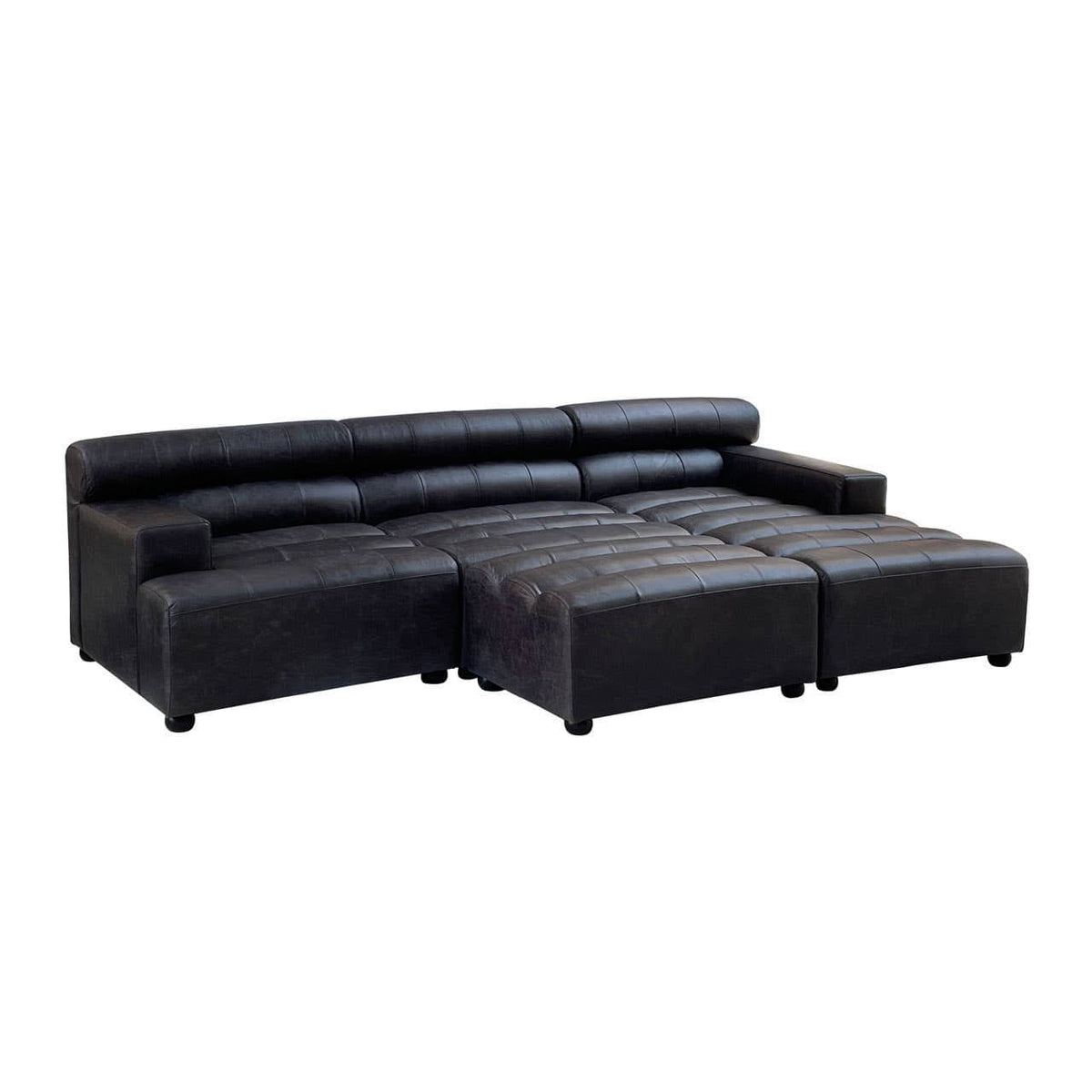 Esperance Living King Left Arm Antique Black Modular Leather Sofa House of Isabella UK