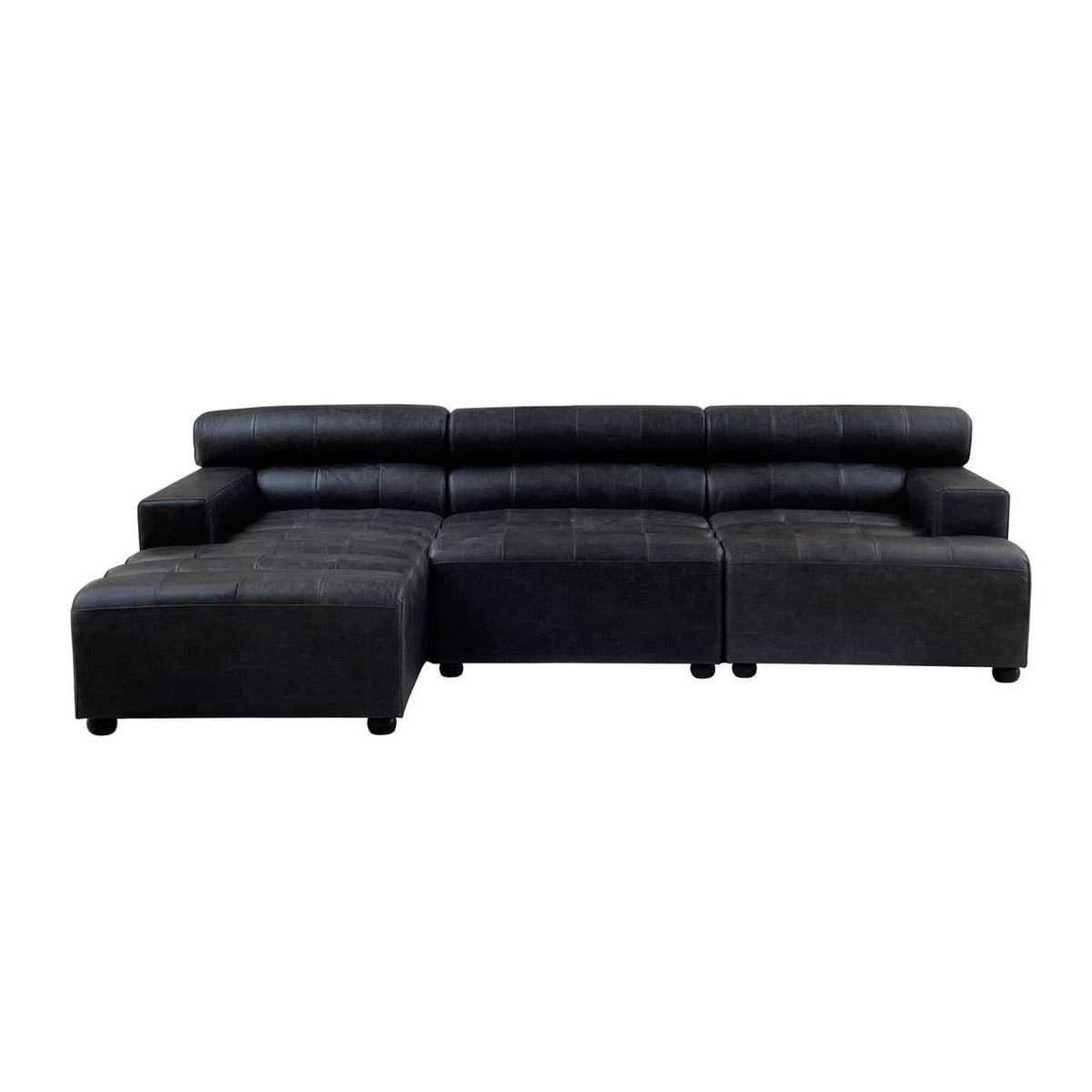 Esperance Living King Right Arm Antique Black Leather Modular Sofa House of Isabella UK