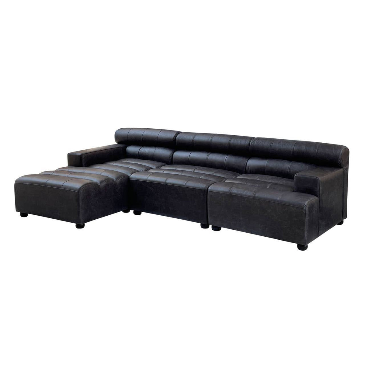 Esperance Living King Right Arm Antique Black Leather Modular Sofa House of Isabella UK