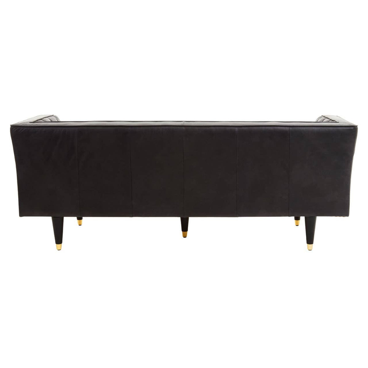 Esperance Living King Three Seater Black Leather Sofa With Flared Arms House of Isabella UK
