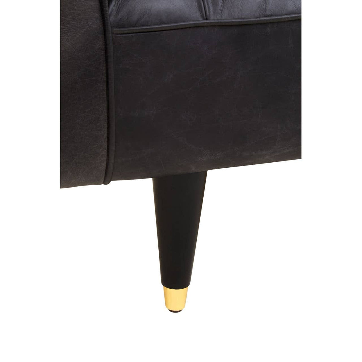 Esperance Living King Three Seater Black Leather Sofa With Flared Arms House of Isabella UK