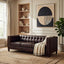Esperance Living King Three Seater Dark Brown Leather Modern Chesterfield Sofa House of Isabella UK