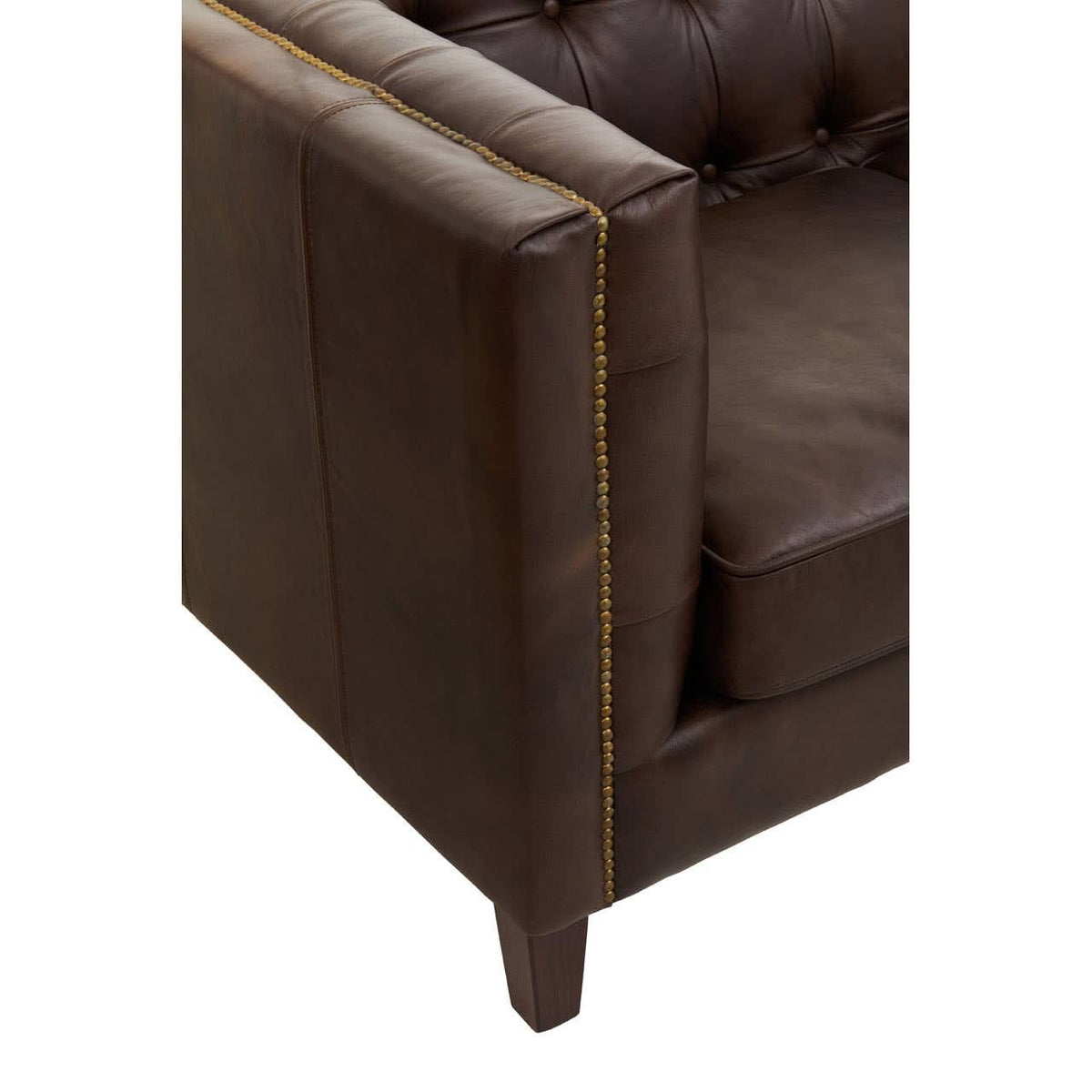 Esperance Living King Three Seater Dark Brown Leather Modern Chesterfield Sofa House of Isabella UK