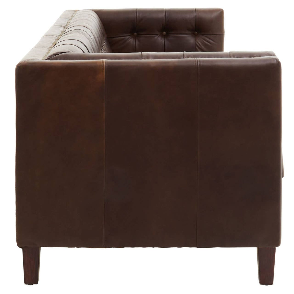 Esperance Living King Three Seater Dark Brown Leather Modern Chesterfield Sofa House of Isabella UK